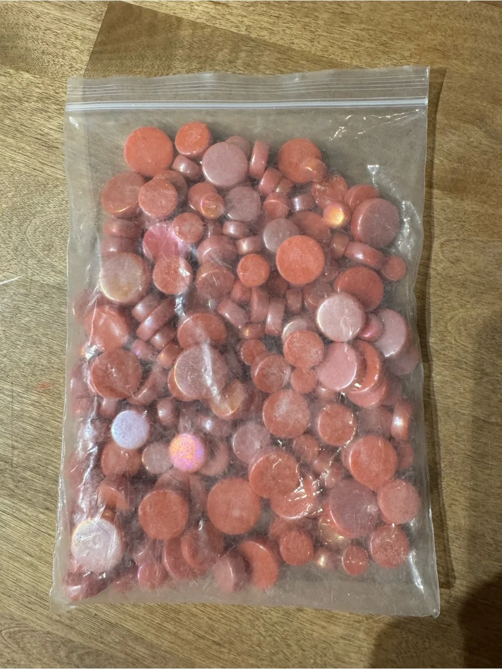 Lot of Pearlescent Orange Round Mosaic Tiles